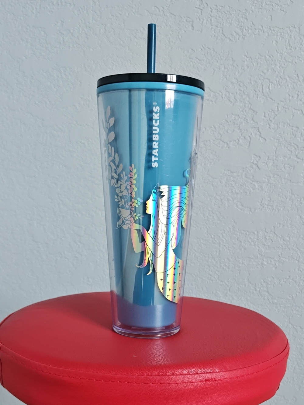 Starbucks Blue Mermaid Tumbler with Holographic Accent